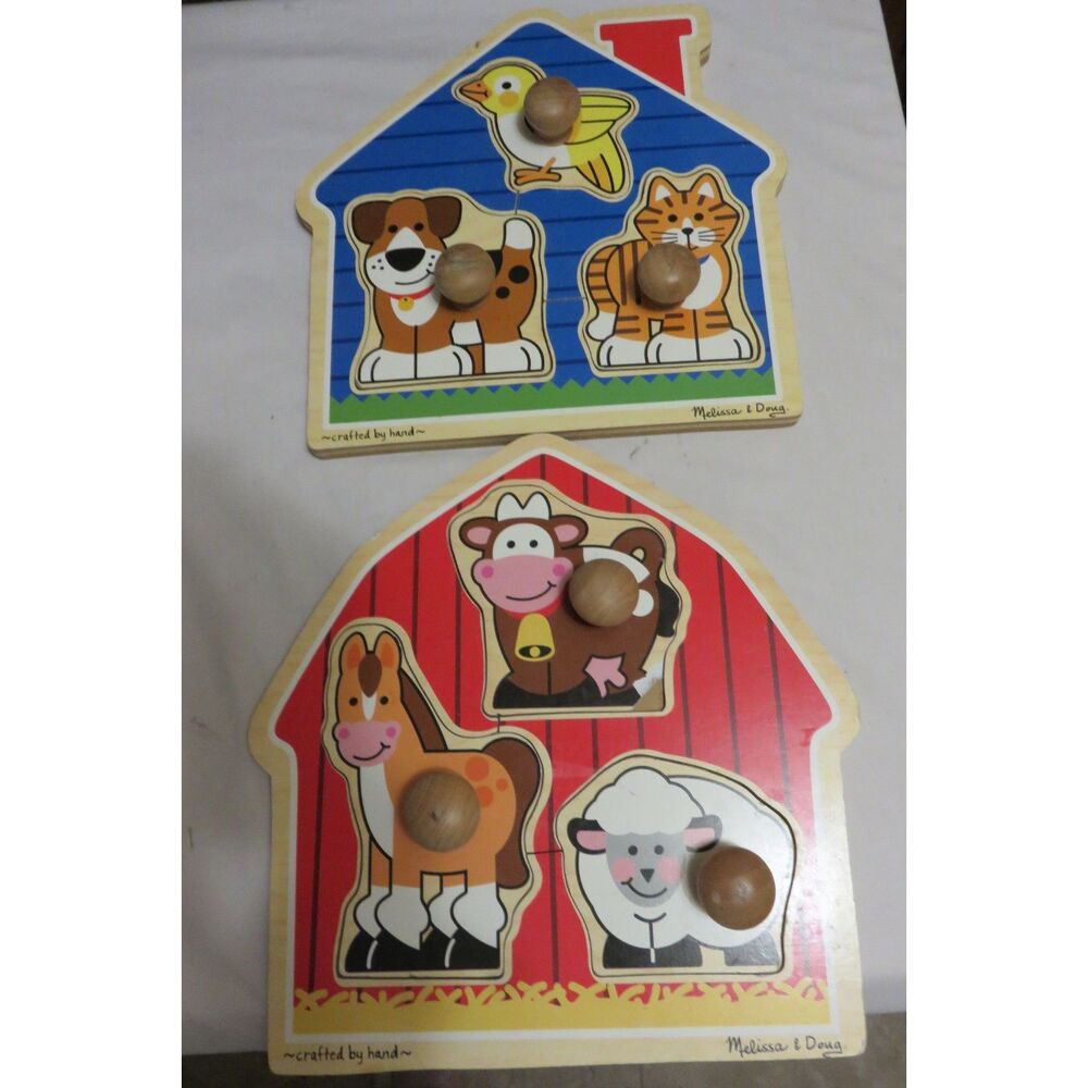2 MELISSA & DOUG BEGINNERS JUMBO KNOB PUZZLES